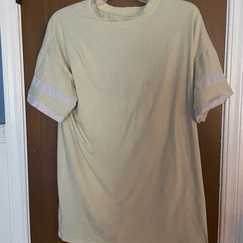 Cream/ Yellow Shirt w/ Stripped Sleeves